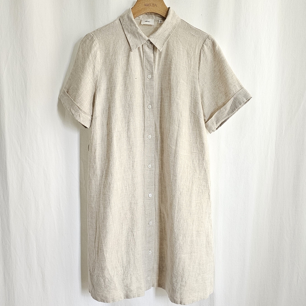 🇨🇦 Aritzia Wilfred Beige Eleta Linen Mini Dress - Picture 6 of 16